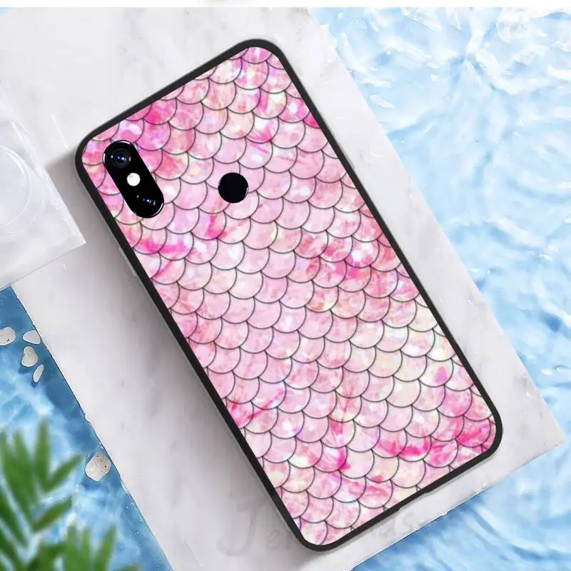 

Mermaid Fish golden giltter pattern luxury design Phone Case funda For Xiaomi Redmi note 7 8 9 t k30 max3 9 s 10 pro lite