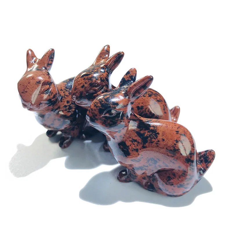 Резная Фигурка кролика из натурального красного обсидиана украшение для комнаты