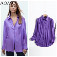 aomo 2021 high quality women elegant purple blouse shirt long sleeve 2021 chic female shirt tops 4c187a