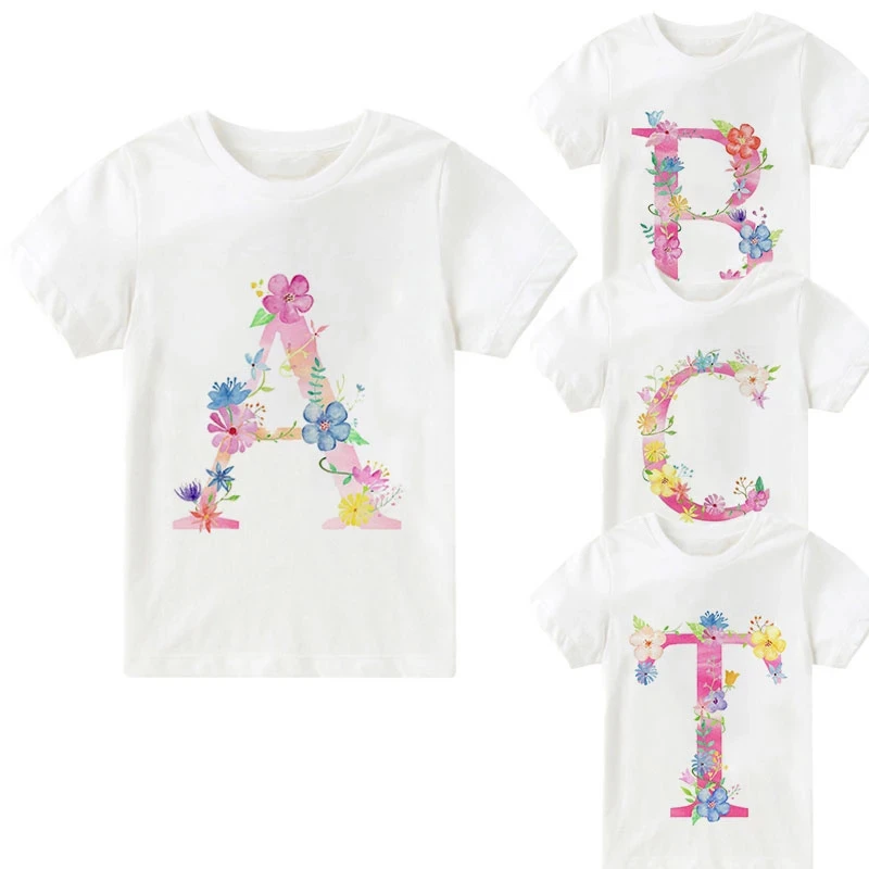 

New Arrival Plant Letter Name Novelty Kids Tshirt Kawaii Casual Summer T Shirt Unisex Kids Clothing O Neck Clothes 1260