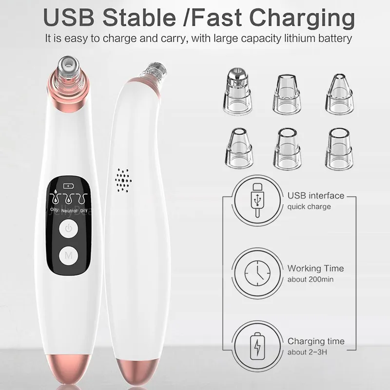 Blackhead Remover T Zone Pore Acne Pimple Removal Face Deep Nose Cleaner Vacuum Suction Facial Diamond Beauty Clean Skin Tool | Красота и