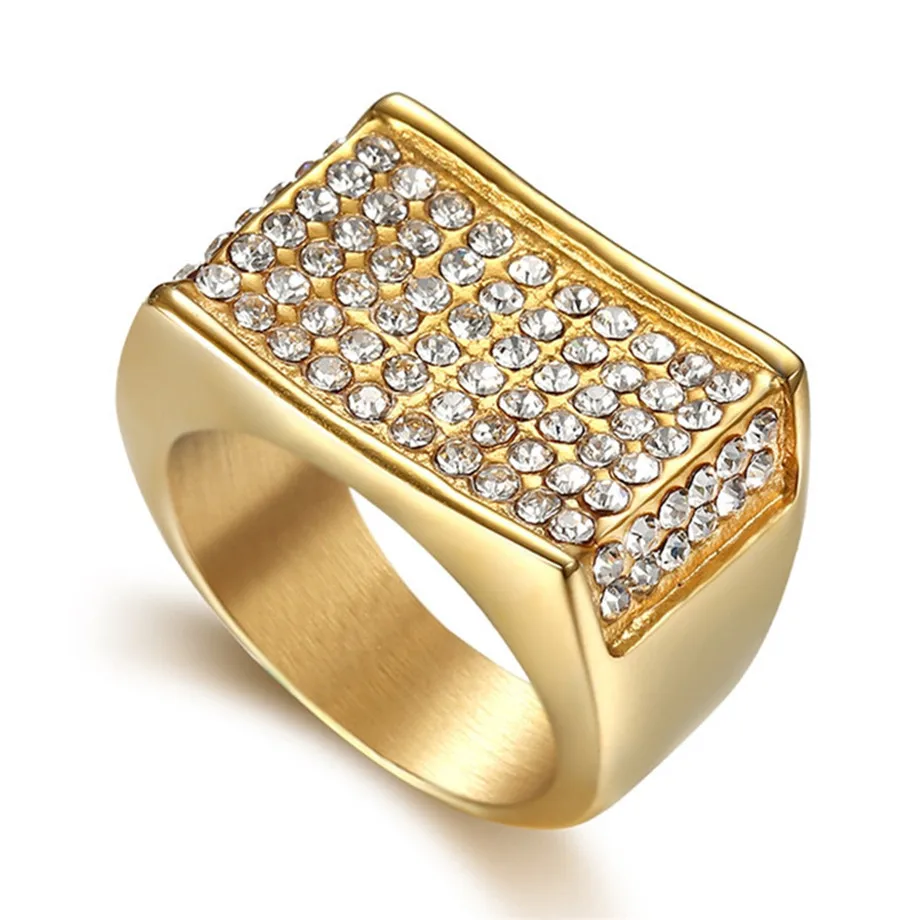 

Hip Hop Men's Iced Out Bling Big Square Ring 316L Stainless Steel Cubic Zirconia Large Men's Ring Cool Jewelry Gift Dropshipping