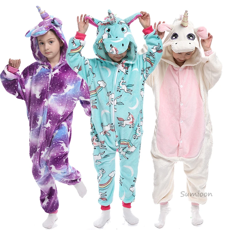 Кигуруми для детей Onesies единорог пижамы с изображением животных одеяло