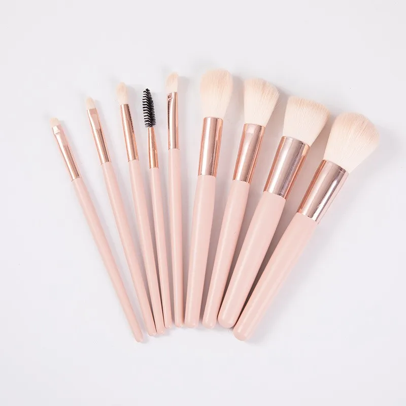 9 шт./лот набор кистей для макияжа розовая основа косметика тени век щетка ресниц