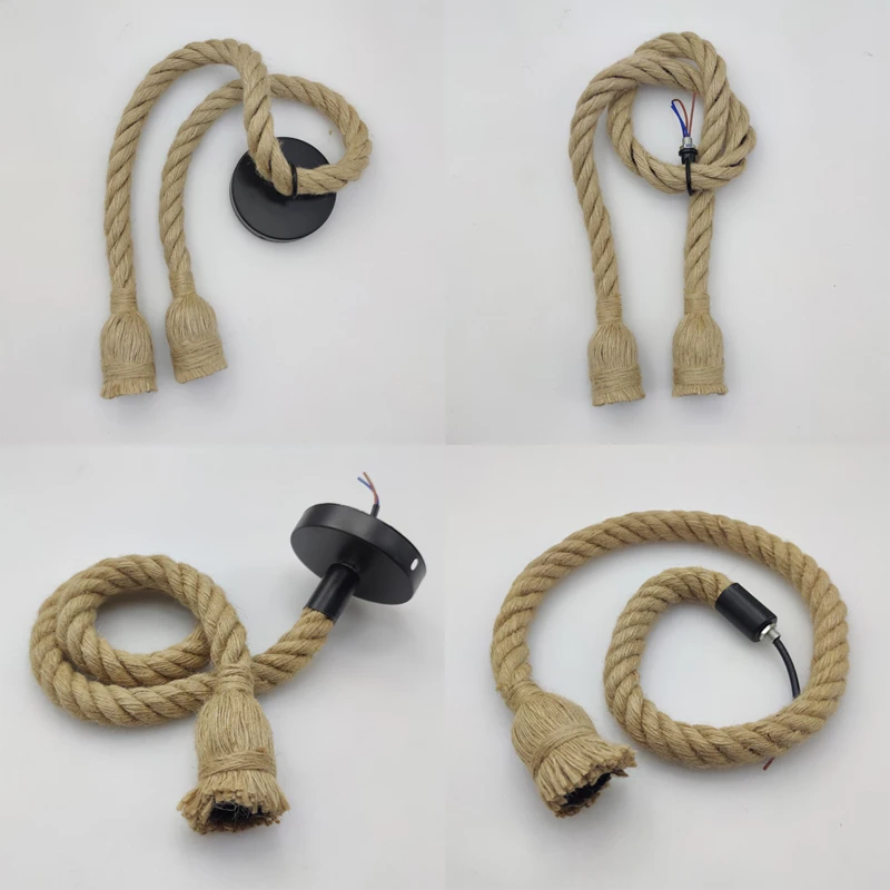 Vintage Hemp Rope Pendant Lights Attic Personality Industrial E27 Indoor Lightings For Loft/Living Room/Bar Retro Hanging Lamp retro vintage pendant lights loft industrial decor hanging lamp metal light for cafe bar home edison indoor lighting fixture e27