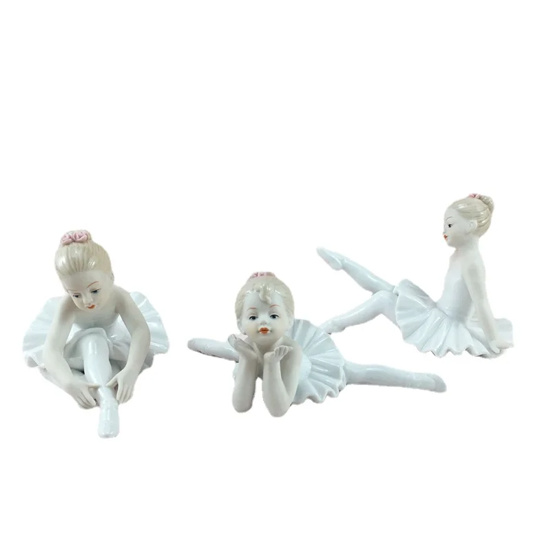 

Ceramic White Ballet Dance Girl Figurines Creative Beautiful Handmade Ornaments Sweet Home Decor Wedding Gifts Home Decoration