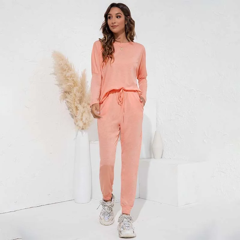 

Womens Sweat Suits 2021 Autumn Fashion Casual Plus Size Long Sleeve Tops And Pants Bottom Suit Female Pullovers Two Piece Set