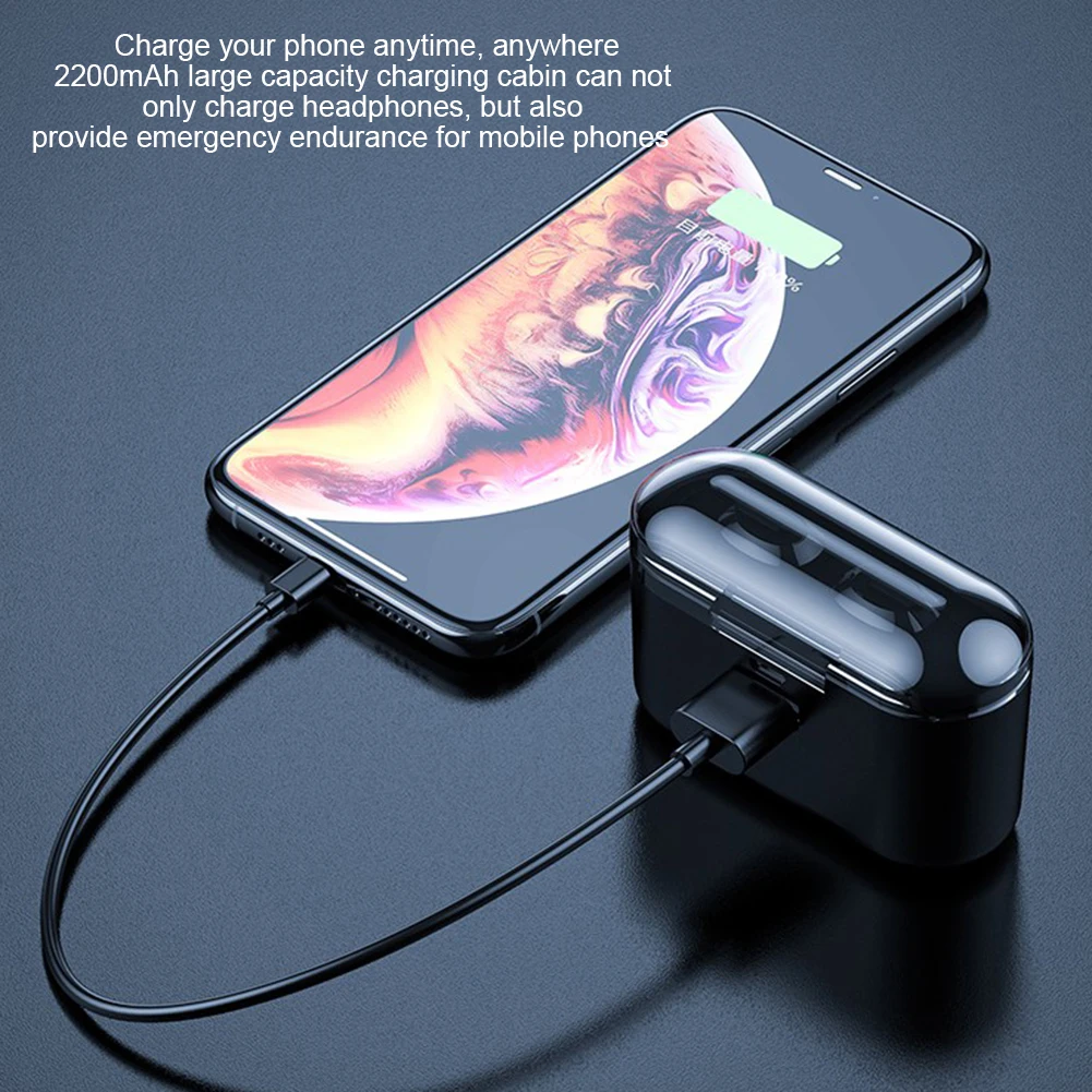T2 Bluetooth 5 0 мини наушники вкладыши power Bank беспроводные стерео с зарядным