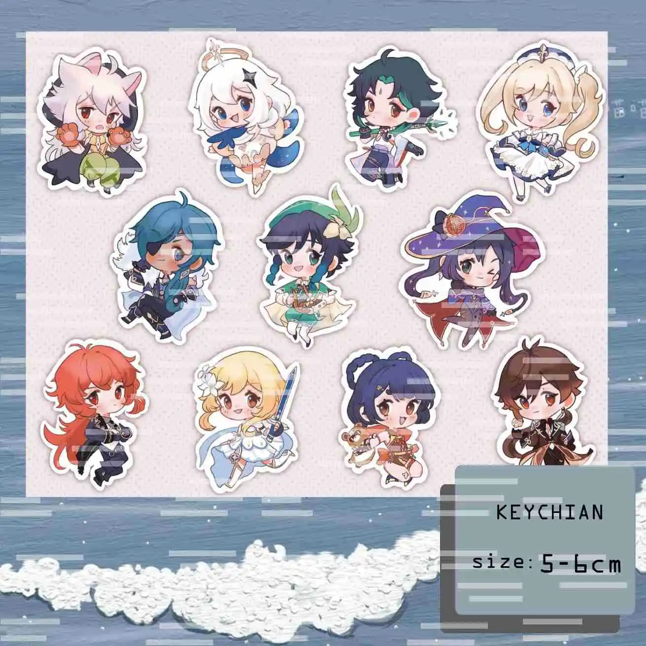 

11 Style Fashion Anime Accessories Genshin Impact Zhongli Diluc Venti Paimon Keychain Base Acrylic Stands Keyring Gift for Fans
