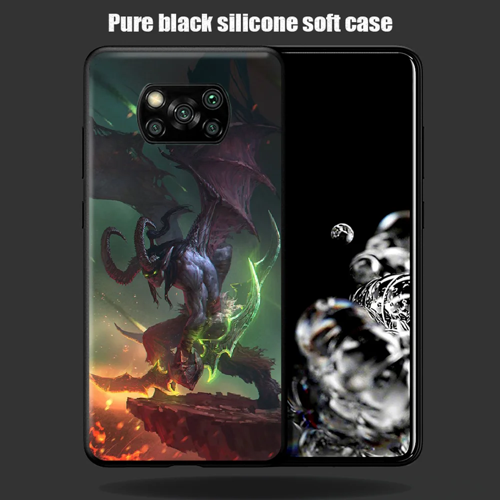 

Illidan World Of Warcraft Phone Case Cover Hull For Xiaomi Mi A2 A3 8 9 SE 9T 10 10T Lite Pro Ultra Poco X3 black Etui Luxury