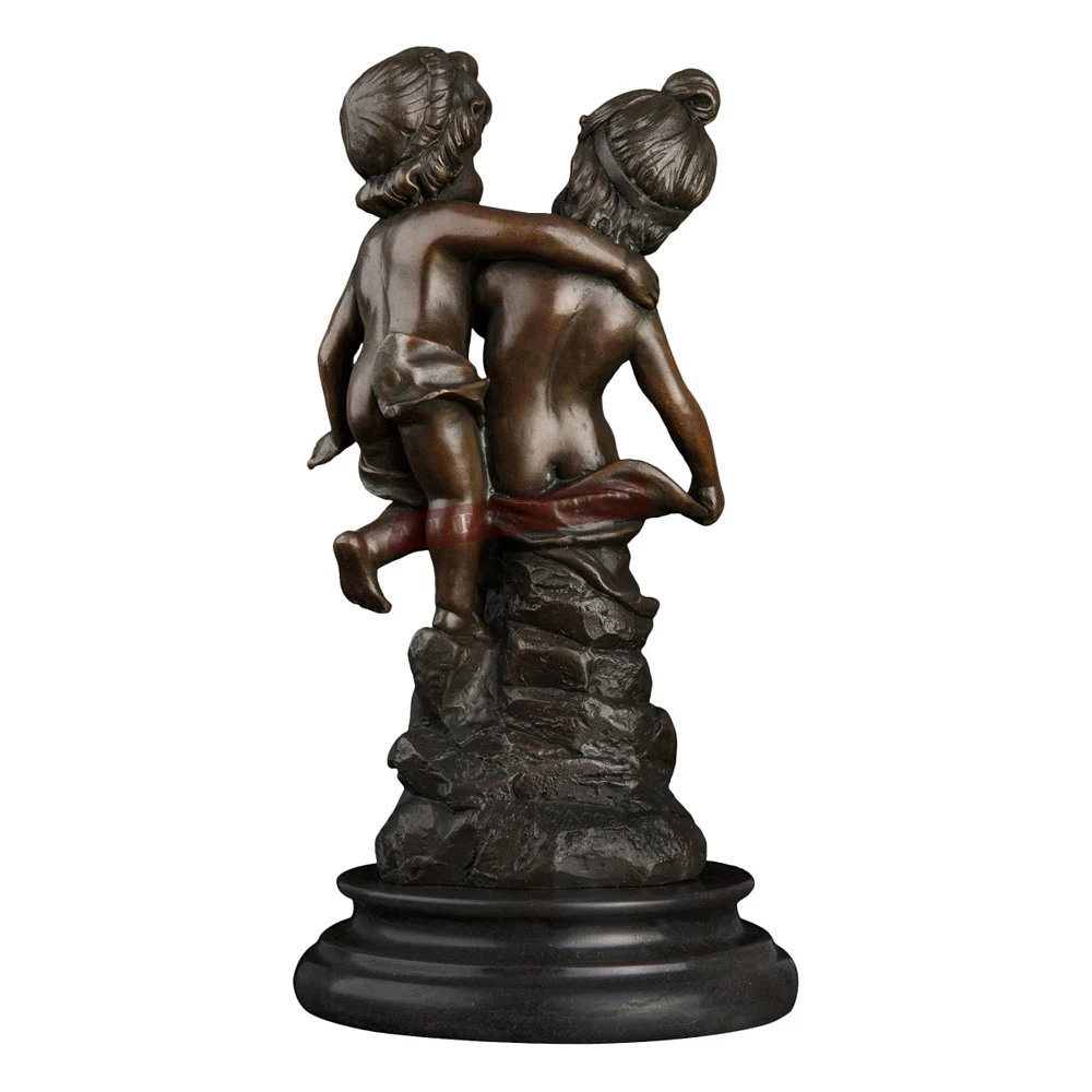 Симпатичная Бронзовая статуя для маленьких детей с надписью Love Boy дружба