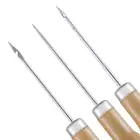 1 Piece Hoist Awl With Wooden Handle Straight  Hole Hook Awl Shoe Repair Cone Leathe Tool DIY Tool Leather Accessories
