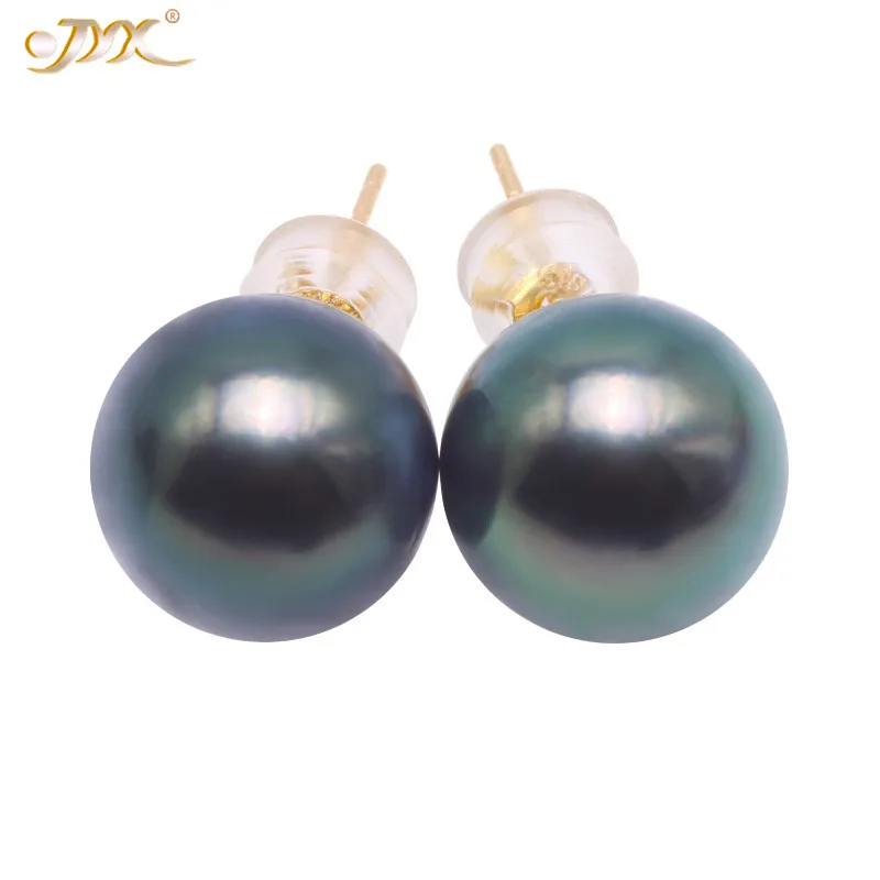 

JYX 2020 Fashion Earrings 10.5mm Tahitian Pearl Earrings stud 18k Gold simple style elegant women jewelry gift