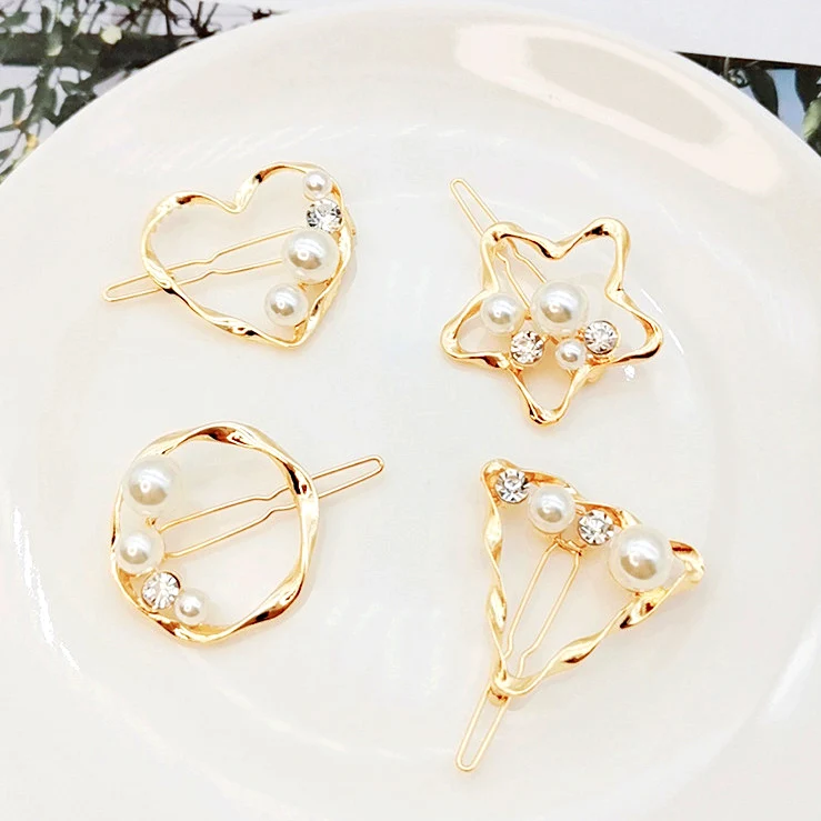 Корейские милые заколки для волос в форме сердца и звезд женские аксессуары