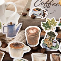 1 box cute stationery stickers scrapbooking diary kawaii coffee plant stickers diy vintage decorative stickers school supplies