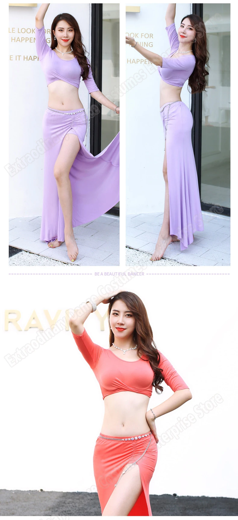 New Bellydance Top Skirt Practice Clothes Oriental Costumes Women Sexy Fashion Belly Dance Professional Top Skirts Split Set