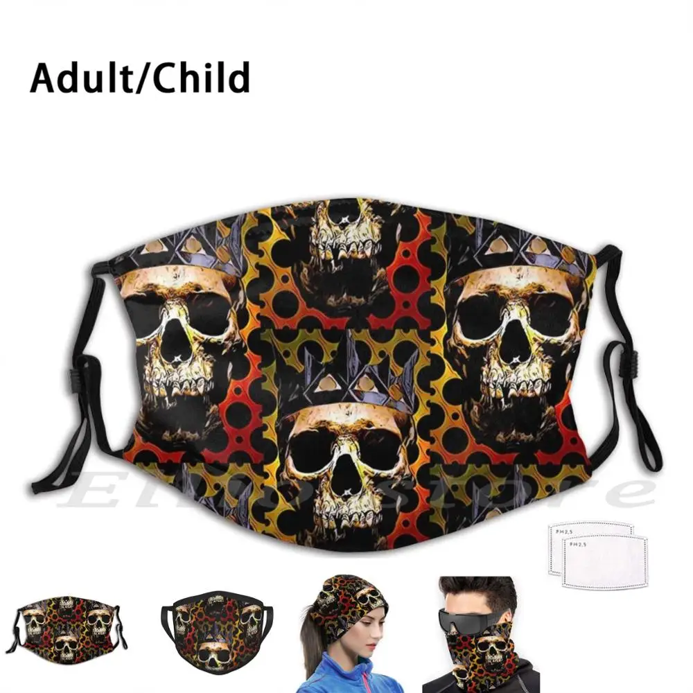 

Маска мёртвая King с фильтром Pm2.5, многоразовая, с принтом черепа, короля смерти