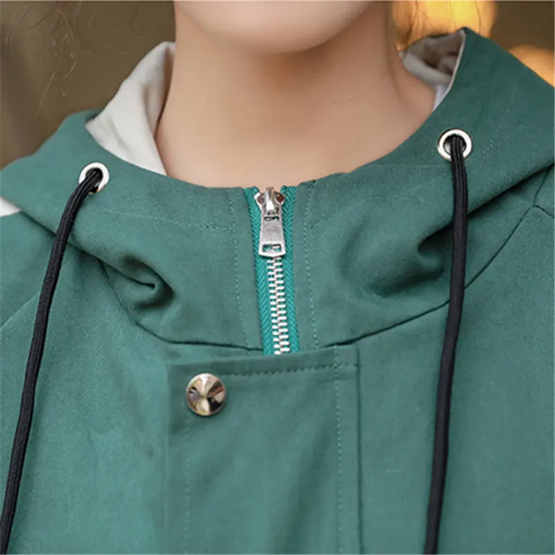 

Hooded Jacket Women Autumn Casual Long Sleeve Zipper Sweatshirts University style Loose Casual Coat Streetwear Female Outerwear