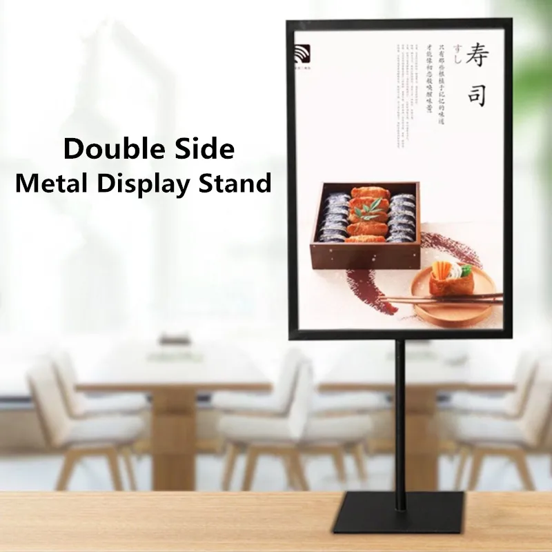A4 Double Side Metal Table Poster Display Stand Sign Holder Signboard Advertising POP Poster Picture Frame Display Rack