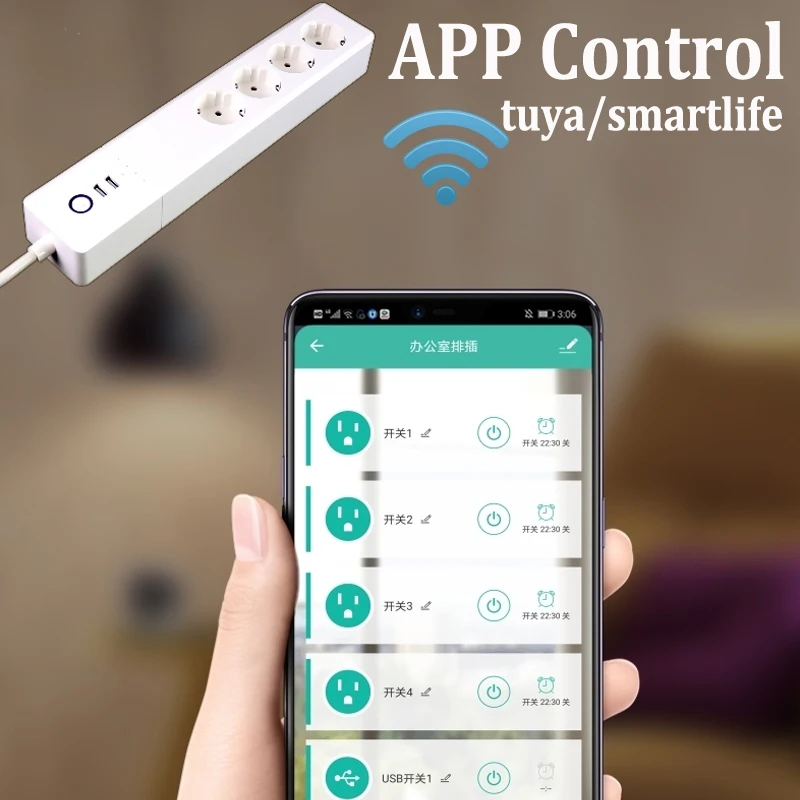 Wifi Smart Power Strip 10A/16A 1.5m Outlets 4 Plug & USB Port Timing App Support Alexa Google Home Assistant Extension Socket |