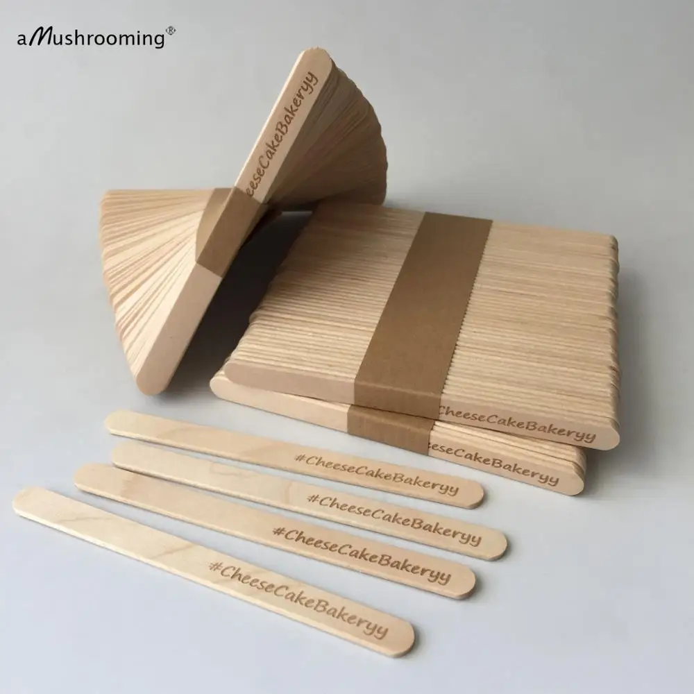 200 шт. биоразлагаемые палочки для мороженого на заказ с лазерной гравировкой