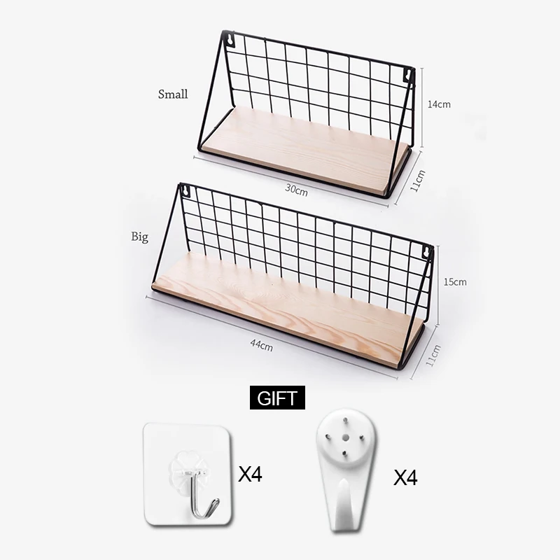 

Wooden Wall Shelf Iron Decorative Shelves Storage Rack Home Accessories Organizer Organization For Kitchen Bedroom Kid Room
