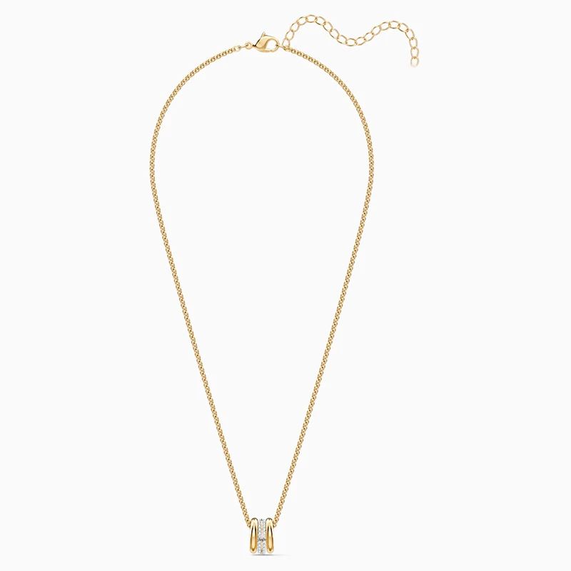 

2020 Fashion Jewelry SWA New STONE Pendant Necklace Yellow Gold Three Generous Round Decoration Crystal Female Romantic Gift