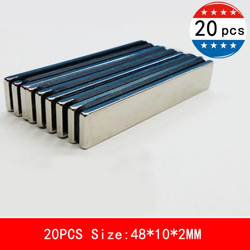 20pcs 48 x 10 x 2 mm Jtengsys супер сильный 20 шт. N52 Неодимовый Магнит 30x10x4 мм оптом полезные полосы Блок Бар Магниты На Холодильник редкоземельные - Цвет: 20pcs 48 x 10 x 2 mm