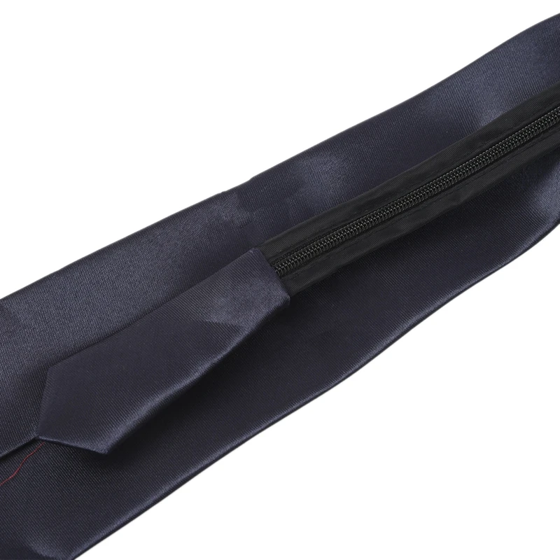 

Men Dark Blue Polyster Zip Up Zipper Tie Necktie