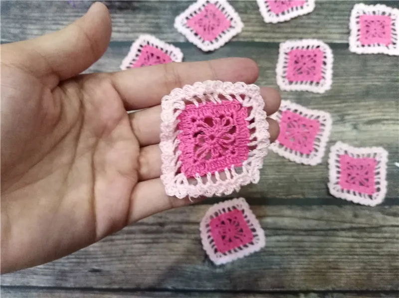 5 шт. Современная розовая хлопковая Кружевная аппликация для вязания крючком