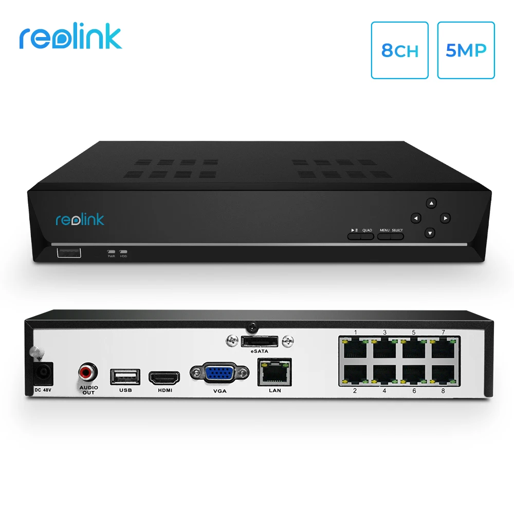 Reolink NVR 8ch 5MP PoE NVR ТОЛЬКО для Reolink видеокамер монитор для видеонаблюдения RLN8-410