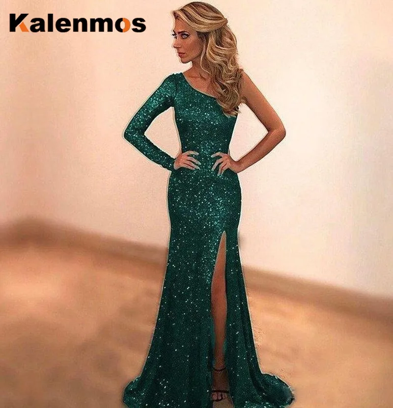 Сексуальные вечерние женские платья без бретелек с одним плечом блестками