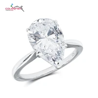 colorfish luxury 4 carat pear cut women 925 sterling silver sona simulated diamond anniversary engagement ring