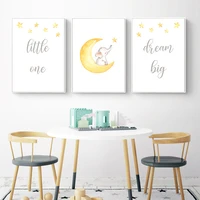 watercolor elephant wall art canvas poster nursery simple print painting bedroom decoration nordic kids decorative picture baby