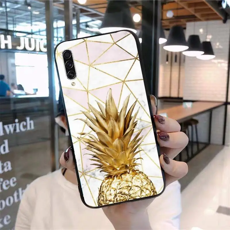 Yellow Pineapple Pink Silicone Phone Case For Samsung A40 A50 A51 A71 A20E A20S S8 S9 S10 S20 Plus note 20 ultra 4G 5G | Мобильные