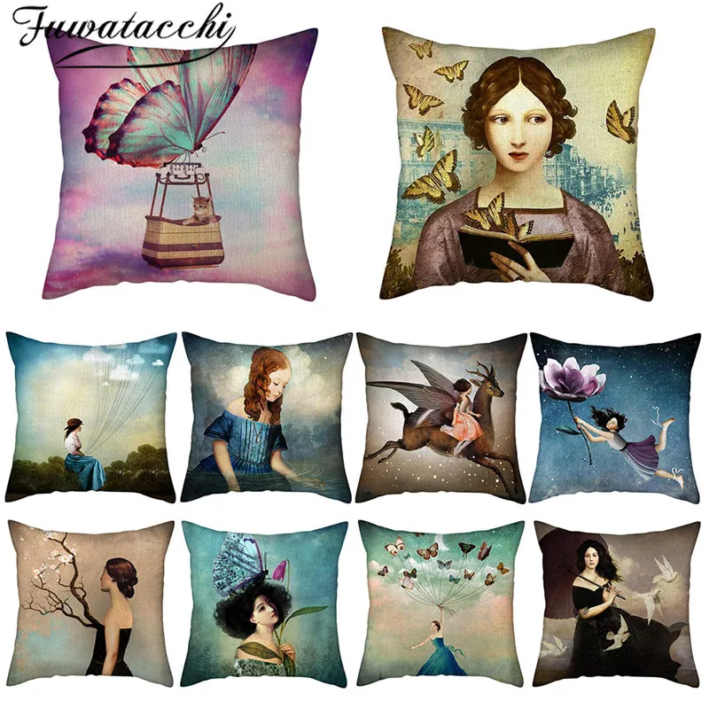 Элегантная подушка для девочки Fuwatacchi наволочка из чистого льна домашнего кресла
