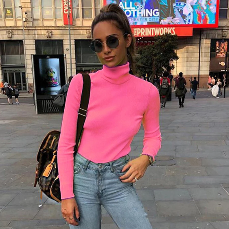Turtleneck Sweater Women Long-Sleeved Slim Knit Coat Solid Casual Ladies Winter Knitting Pullover Warm Tops Sweatshirs Vodolazka | Женская