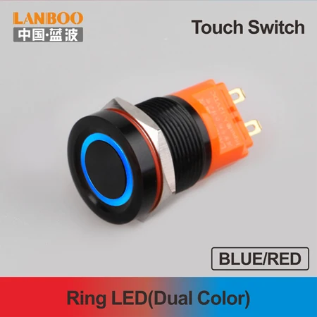 LANBOO 19 мм сенсорный кнопочный переключатель с led светильник concact управление Мягкий сенсорный кнопочный переключатель Индуктивный переключатель водонепроницаемый IP68 - Цвет: Ring LED