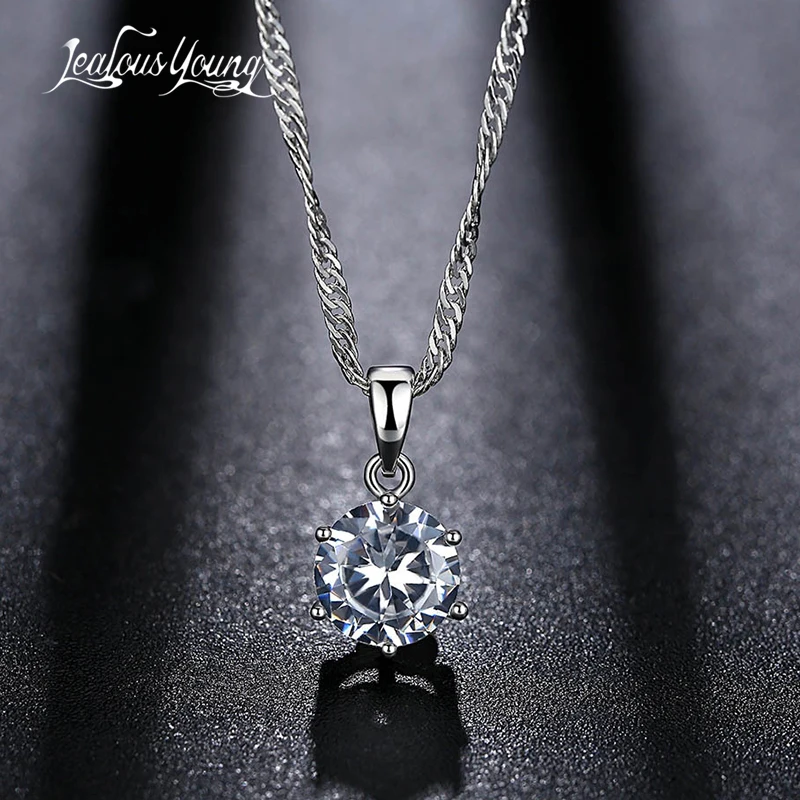 Женские Круглые Подвески серебряного цвета простые милые ожерелья с прозрачными