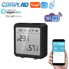 Умный датчик влажности Tuya Wi-Fi датчик температуры комнатный гигрометр термометр с ЖК-дисплеем поддержка Alexa Google Home
