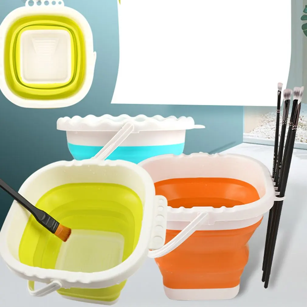 

1PCS Collapsible Bucket Portable Folding Bucket Lid Silicone Car Washing Bucket Children Outdoor Fishing Travel Home Storage