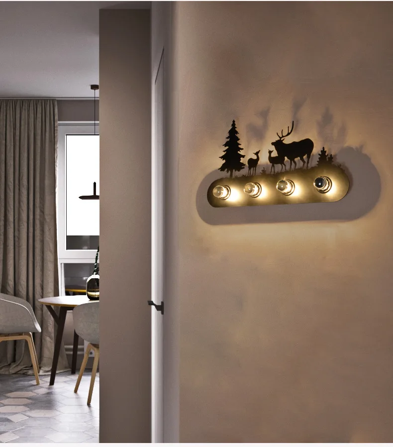 Animal style Vintage American country restaurant Fashion creative industrial horse Wall Lamp E27 lighting for Bar Bedroom Study