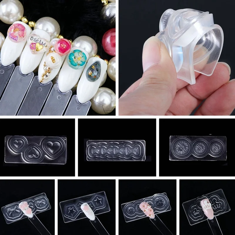 

1 PC 3D Nail Art Carving Mold Nail Art Water Drill Silicone Mould DIY Durable Crystal Carved Nail Art Tool Manicure Decor