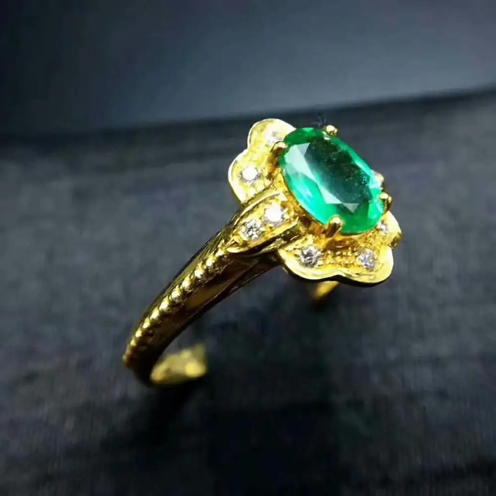 SHILOVEM 925 sterling silver real Natural Emerald rings classic fine Jewelry women wedding gift new plant 4*6mm lpj0406888agml | Украшения