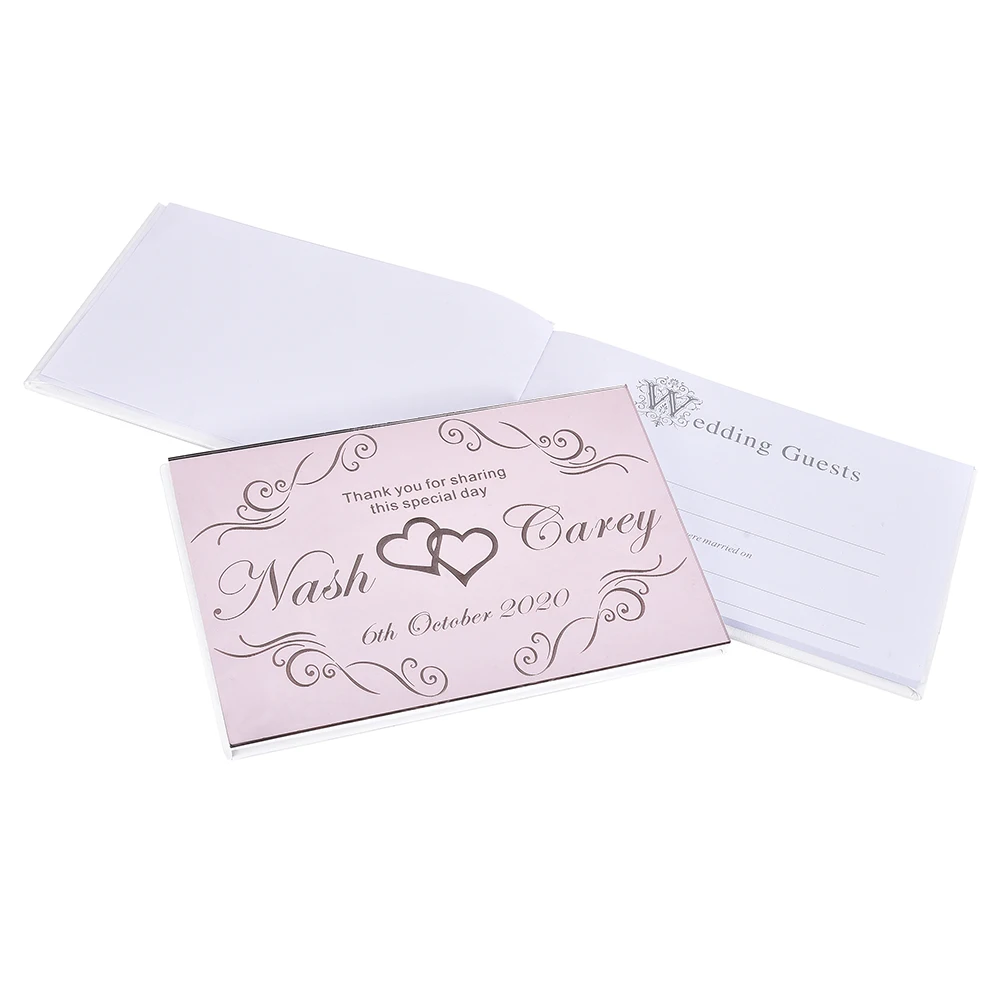 Персонализированная акриловая книга для свадебных гостей с гравировкой лицевая