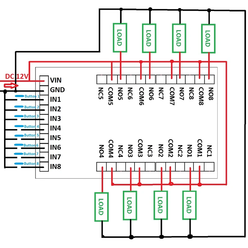 Dc12V 8 каналов Многофункциональное реле задержки таймера переключатель времени