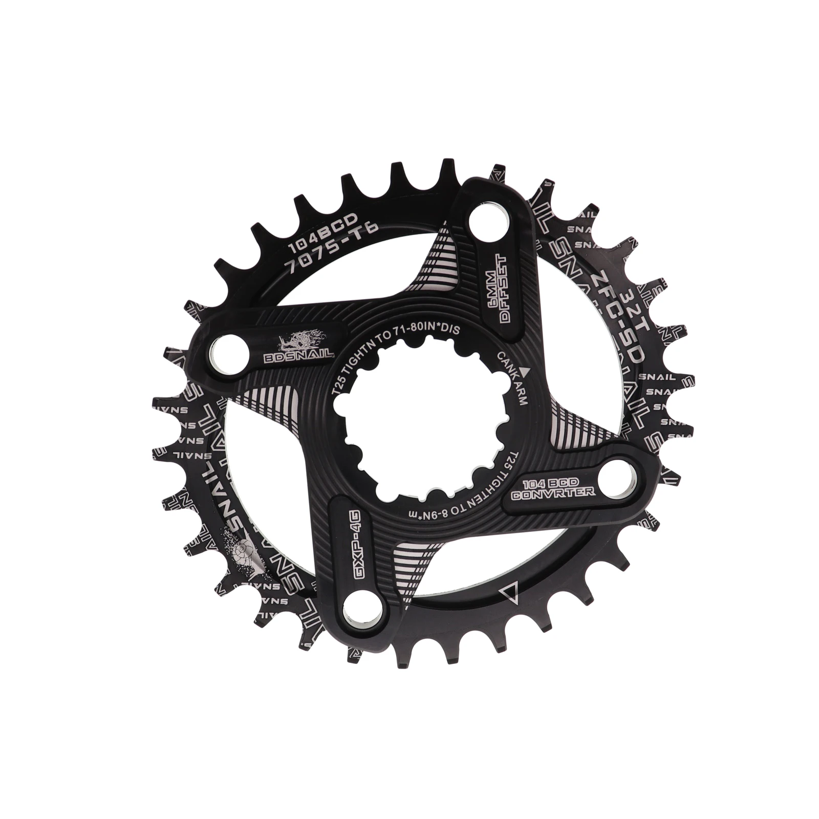 32T black Улитка овальная Звездочка 6 мм офсетная XX1 Eagle X01 GX X1 X0 X9 для sram gxp DM 30T 32T 34T 36 38 MTB дорожный велосипед с прямым креплением - Цвет: 32T black