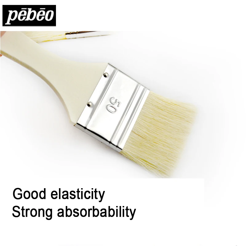 Кисть с щетиной Pebeo деревянная ручка акварель масло акрил товары для рукоделия 3