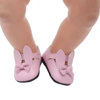 40 43 cm boy american dolls pink bow rabbit shoes newborn pu dress shoe toys accessories fit 18 inch girls doll gift g6