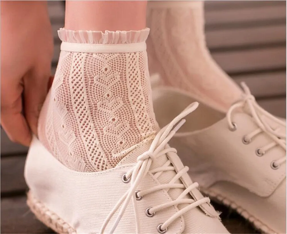 Сексуальные кружевные носки с цветами женские летние мягкие эластичные короткие